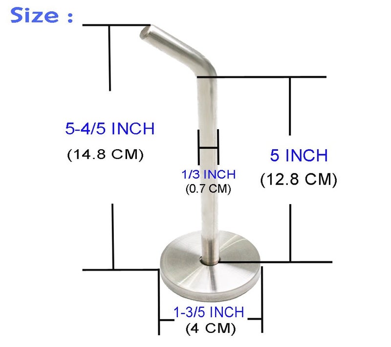 NELXULAS Brushed Stainless Steel Single Heavy Duty Long Coat Hook Robe Hanger Wall Mount Hook, Fit for Kitchen,Bedroom,Living Room, Bathroom,Closets and Garage Storage (5-4/5", 2 PCS) - Image 5